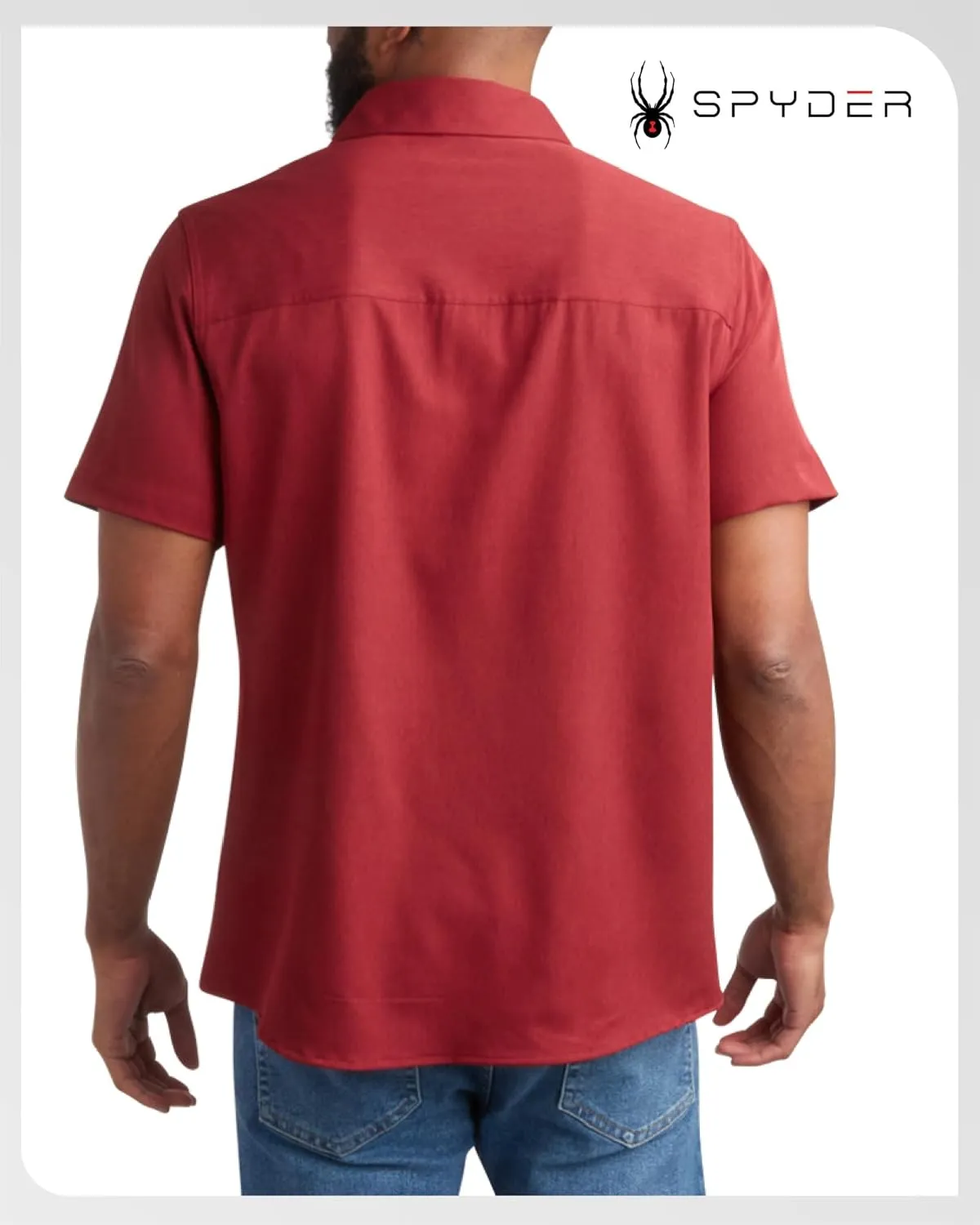 Spyder Mens Short Sleeve Button Down Shirts - Casual Collared Wrinkle Free Dress Shirts for Men - Travel, Office & Daily Wear
