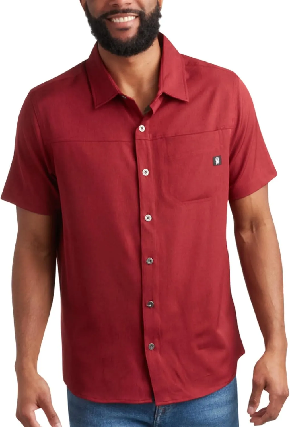 Spyder Mens Short Sleeve Button Down Shirts - Casual Collared Wrinkle Free Dress Shirts for Men - Travel, Office & Daily Wear