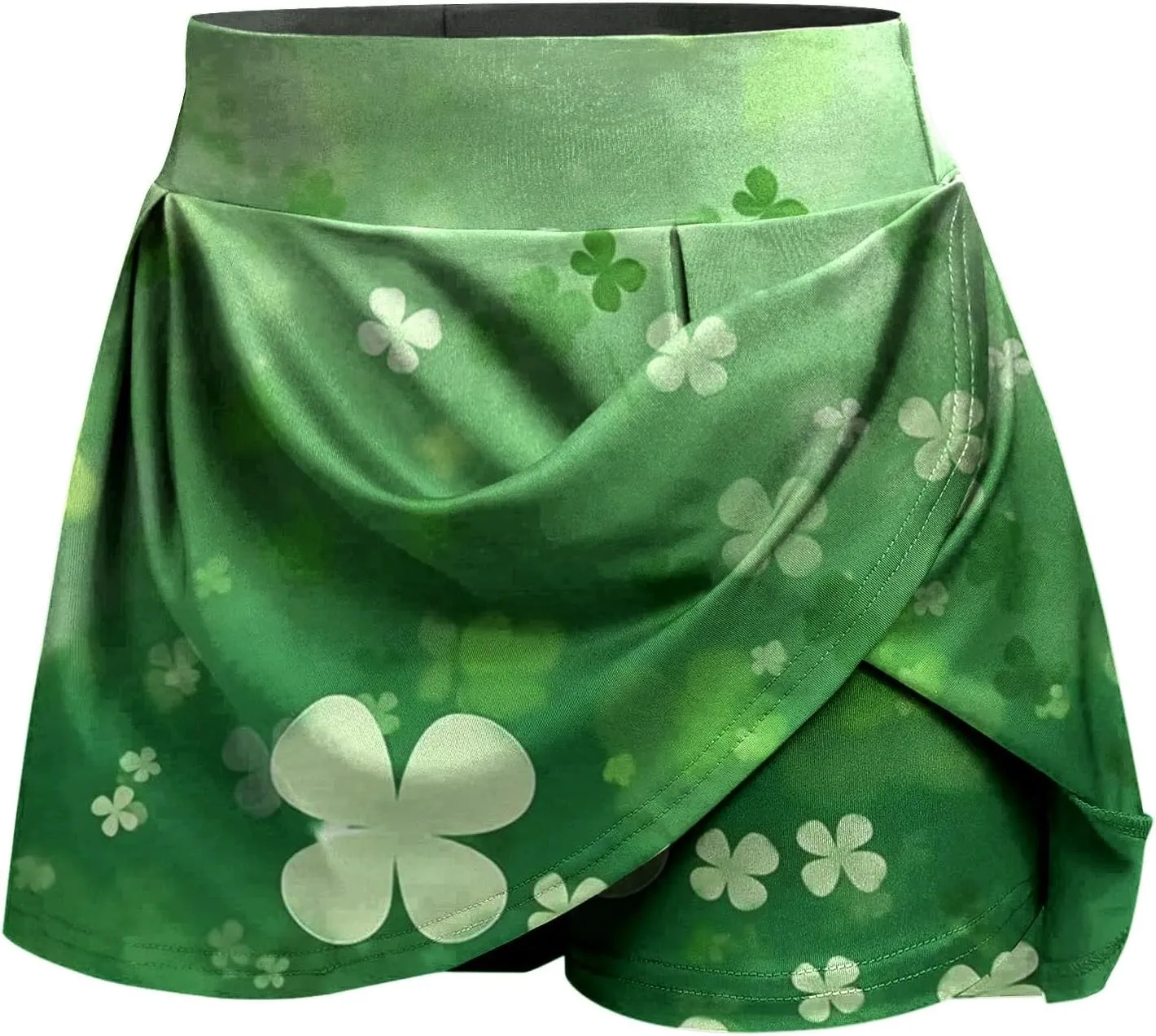 St Patricks Day Tennis Skirt for Women High Waisted Flowy Athletic Running Shorts Irish Shamrock Clover Yoga Skorts