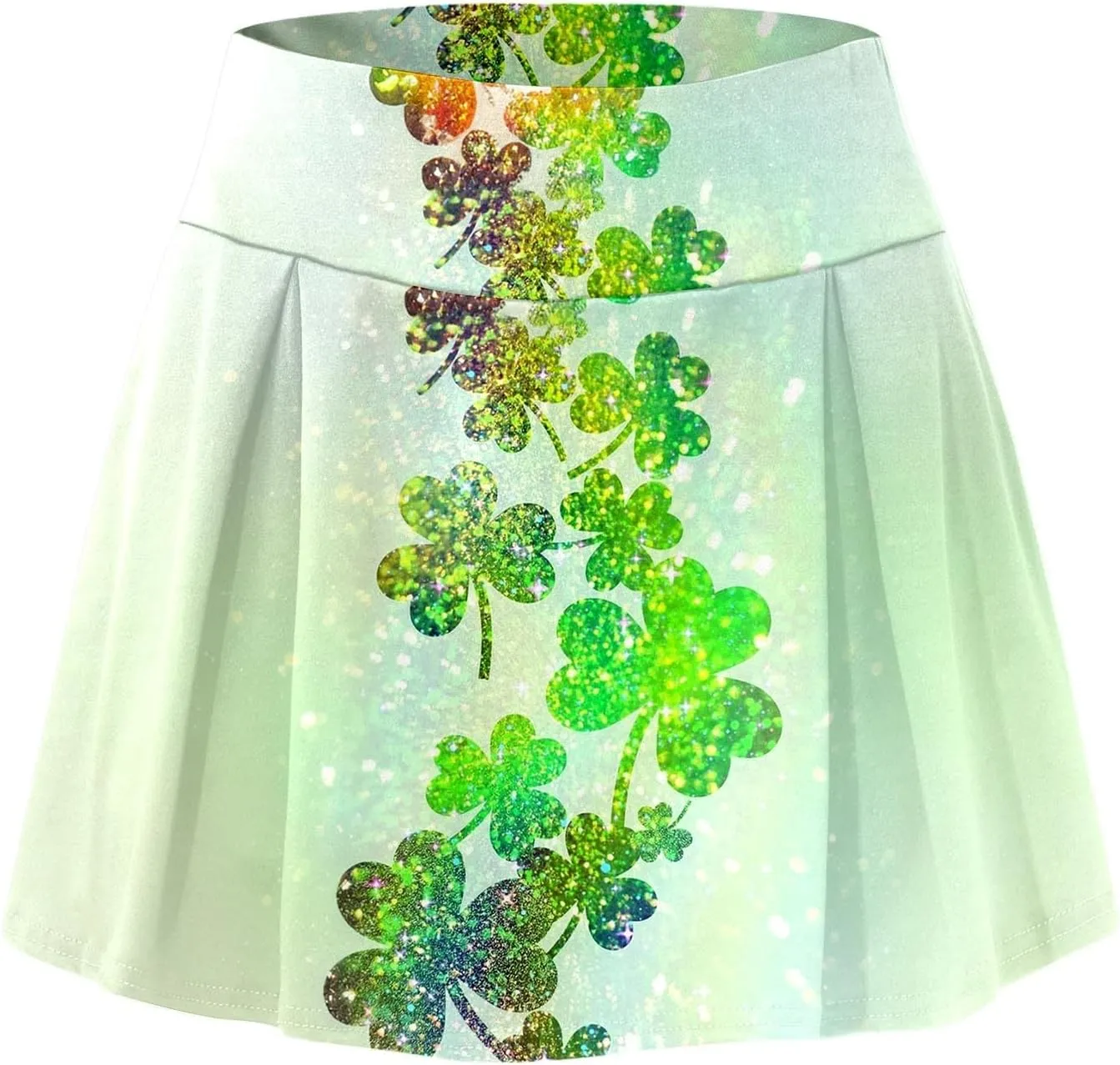 St Patricks Day Tennis Skirt for Women High Waisted Flowy Athletic Running Shorts Irish Shamrock Clover Yoga Skorts