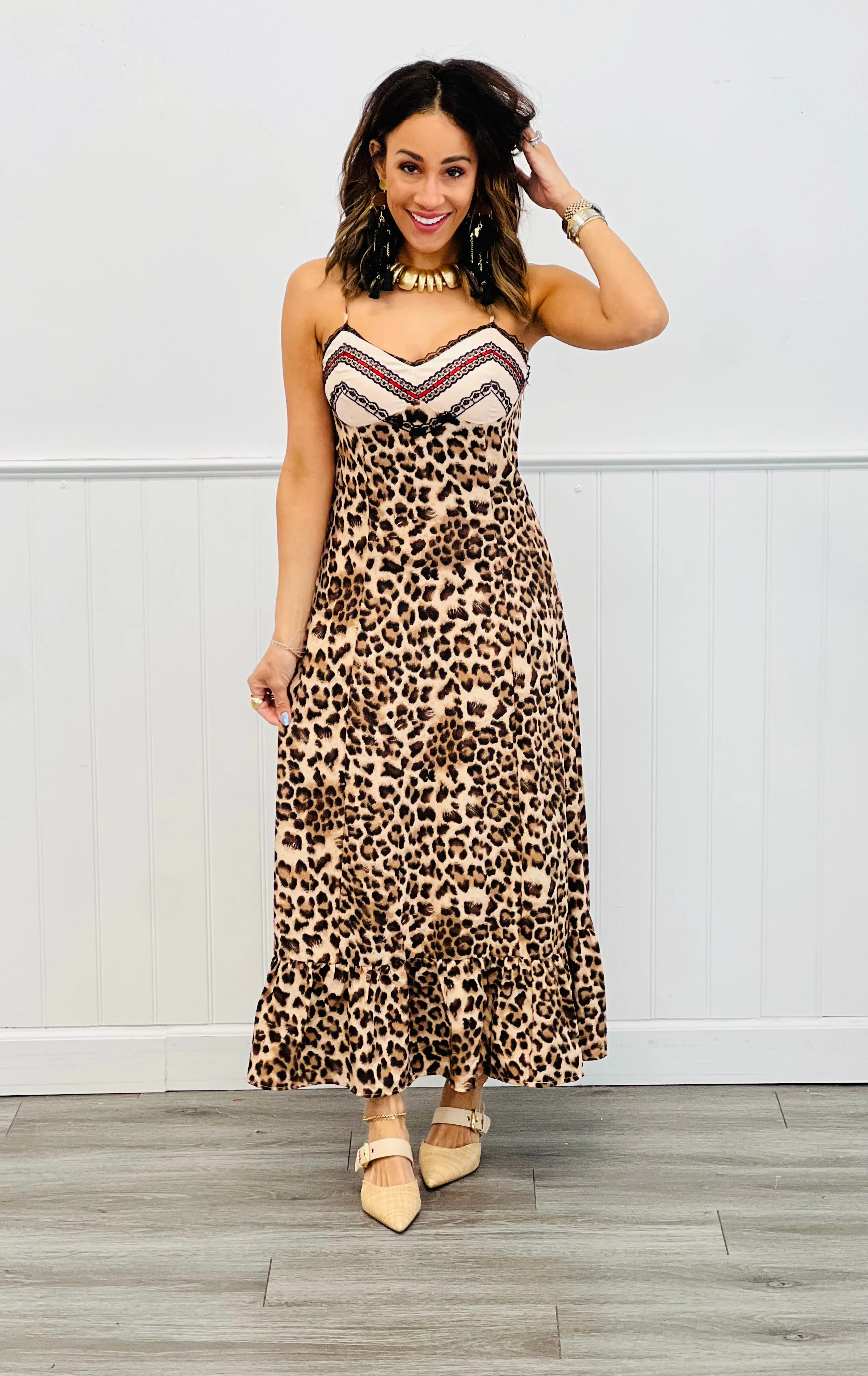 Strappy Cheetah Love Maxi Dress (Reg. & Plus)