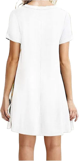 Summer Dresses for Women 2025 Casual Loose Fit Short Sleeve Crew Neck Mini Dresses A-Line Flowy T-Shirts Dresses
