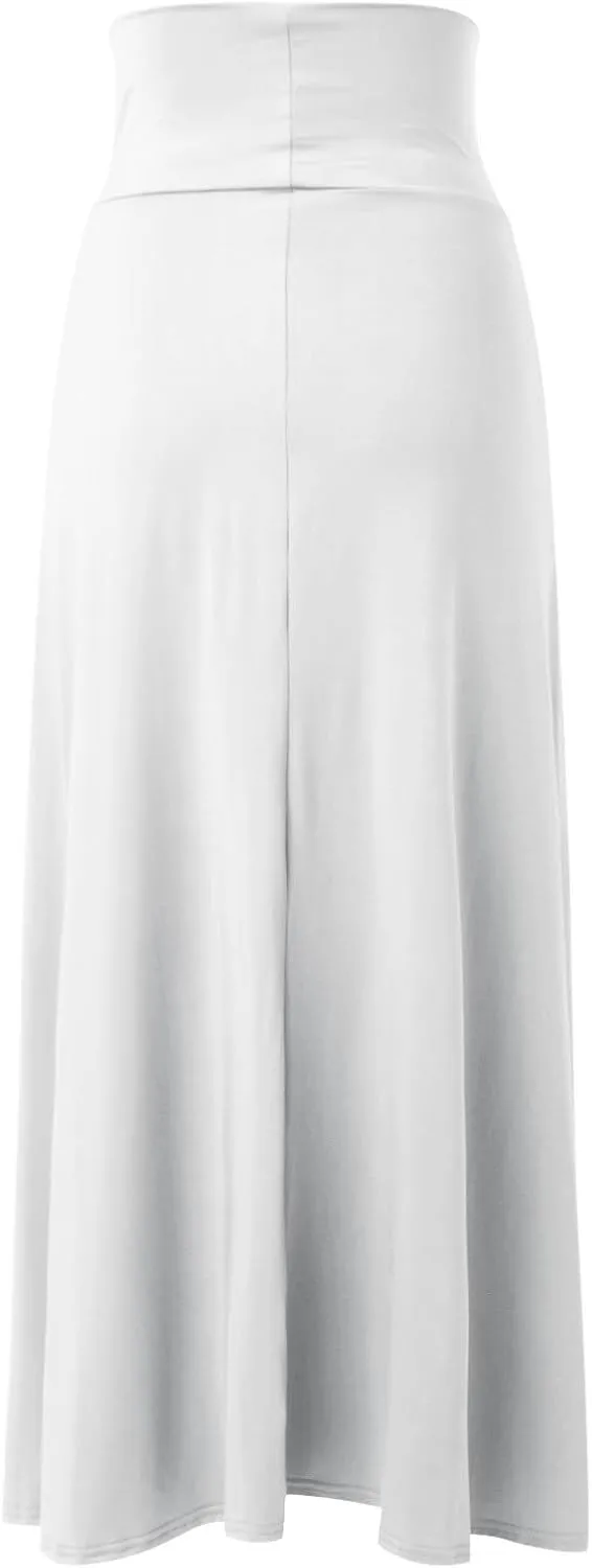 Summer Split Skirt For Women Elastic Waist Double High Split Wrap Flowy Long Skirt Solid Color Elegant Boho Dresses