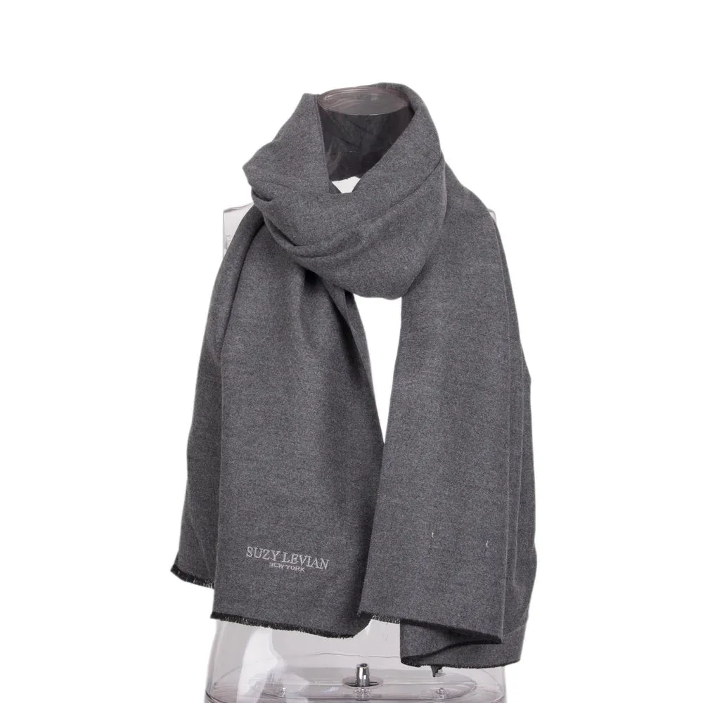 Suzy Levian Women's Classic Dark Heather Grey Soft Scarf