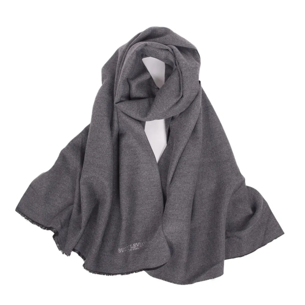 Suzy Levian Women's Classic Dark Heather Grey Soft Scarf