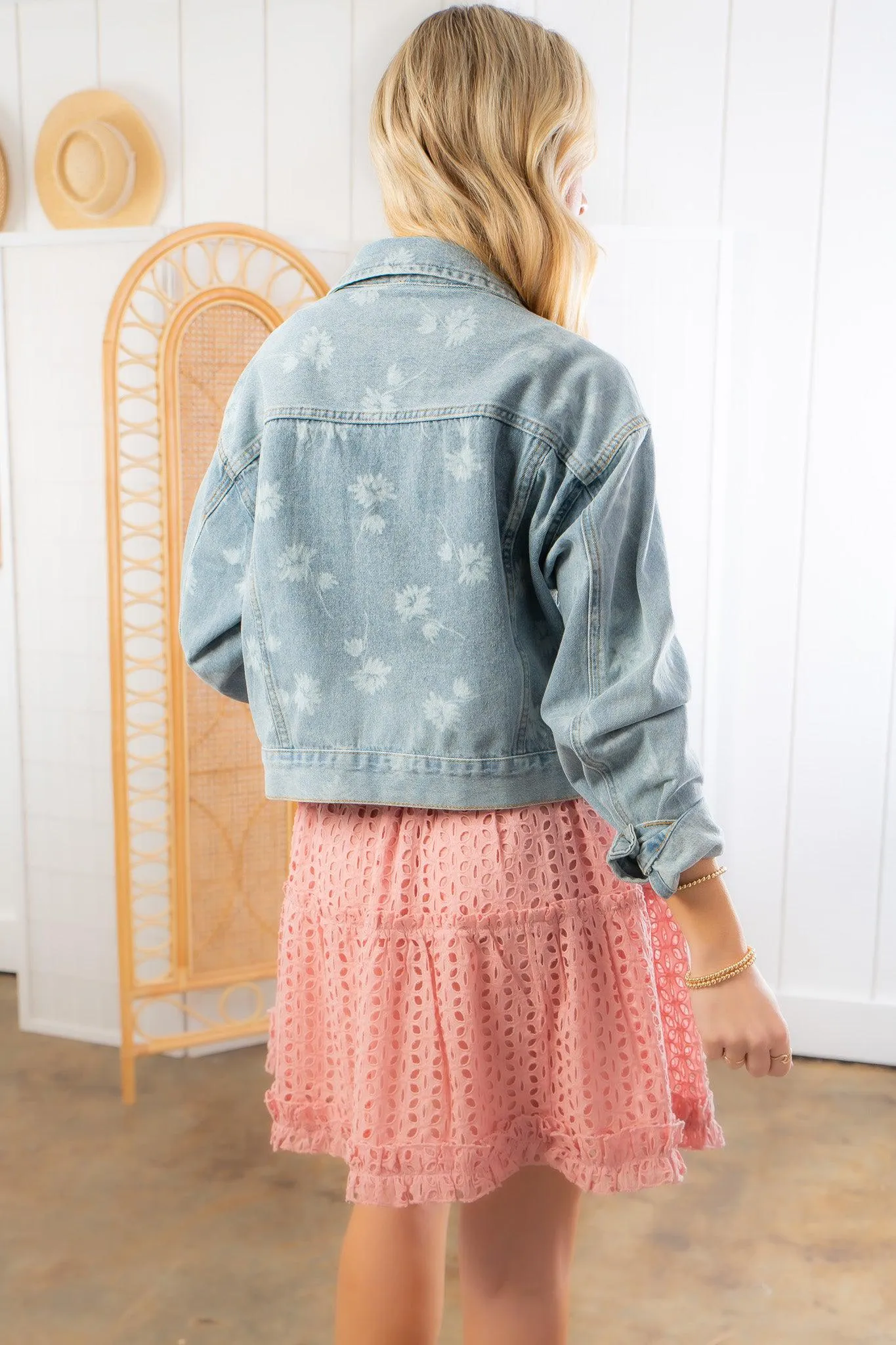 Swept Away Floral Printed Denim Jacket
