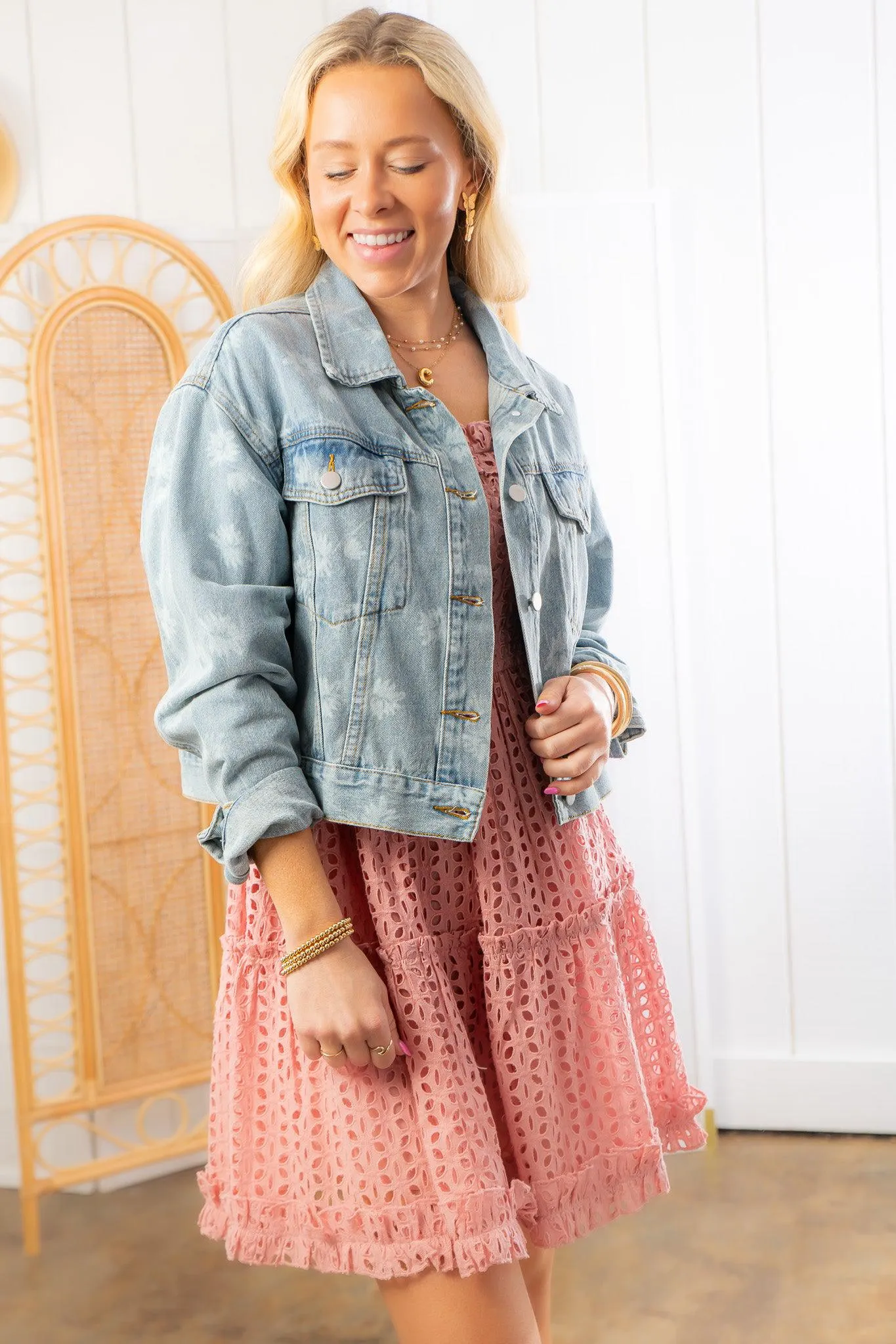 Swept Away Floral Printed Denim Jacket