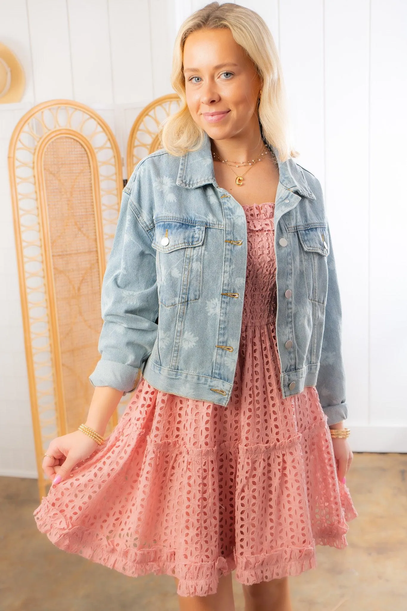 Swept Away Floral Printed Denim Jacket