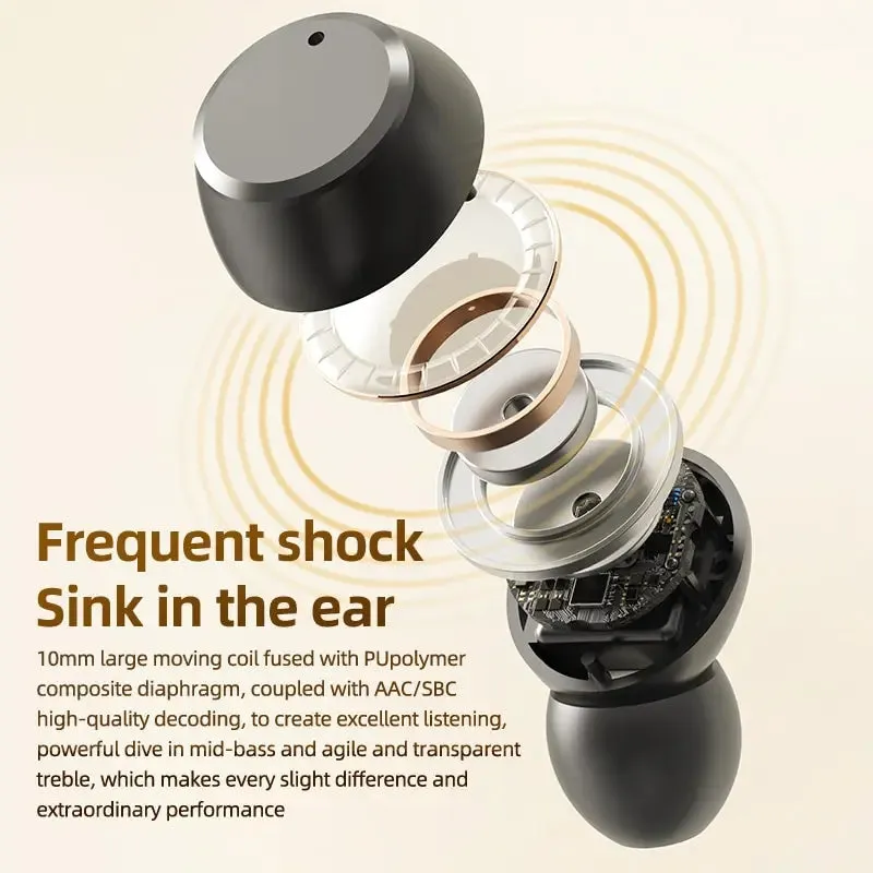 T62 Bluetooth Earphone Touch Control Wireless Headphones Earbuds V5.3 Headset with Digital Display Waterproof for Mobile Phone