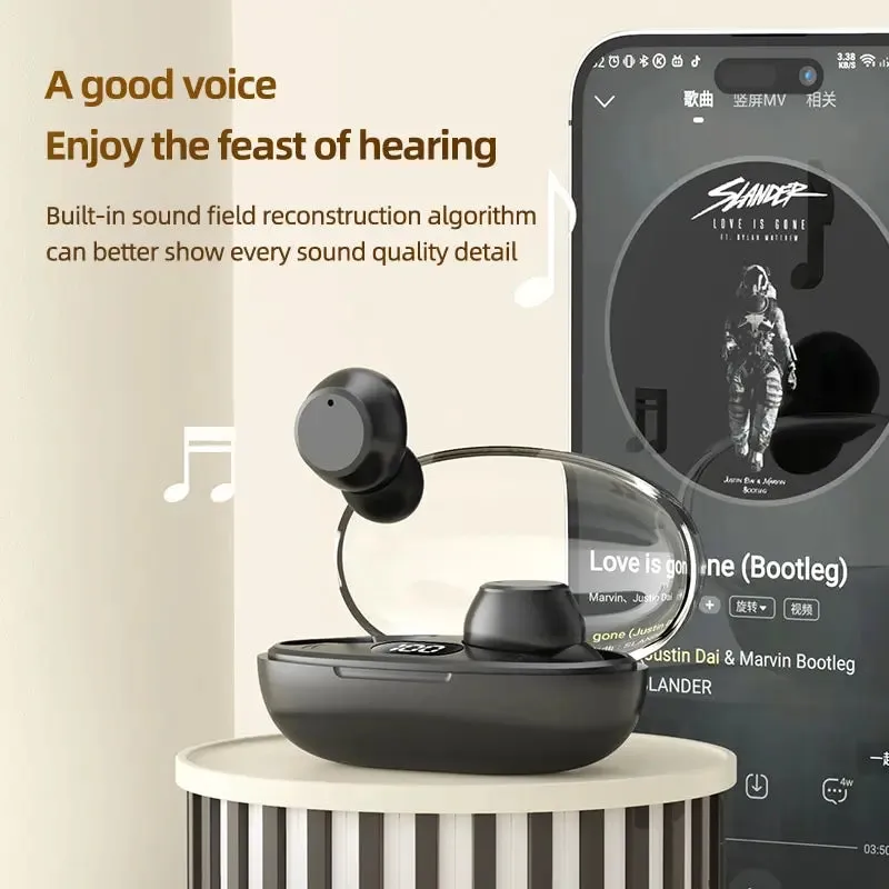 T62 Bluetooth Earphone Touch Control Wireless Headphones Earbuds V5.3 Headset with Digital Display Waterproof for Mobile Phone