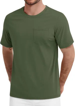 TACVASEN Men's Pocket T Shirts Cotton Short Sleeve Shirt Moisture Wicking Tee Shirt Crew Neck Lightweight Summer Tops