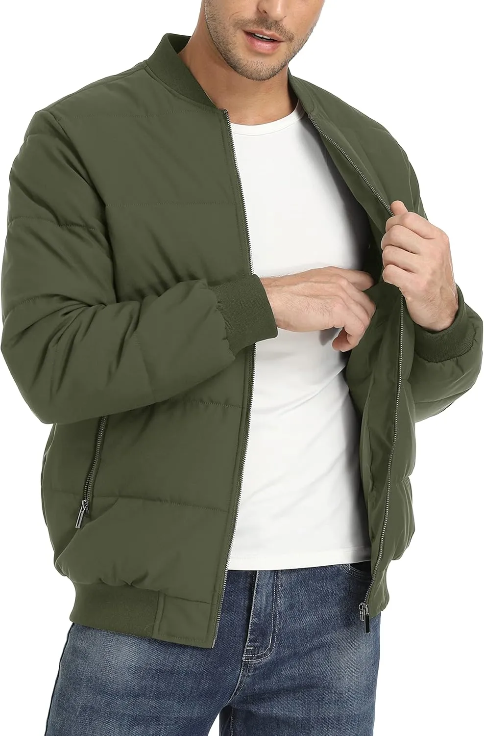 TACVASEN Puffer Jacket Men Quilted Mens Lightweight Jackets Water-Resistant Warm Padded Comfortable for Winter