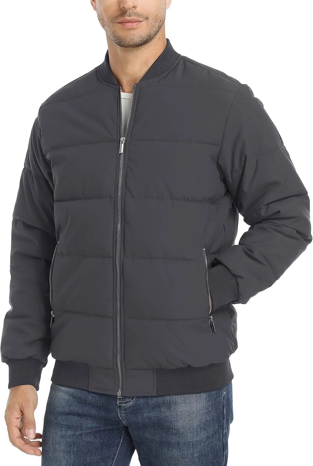 TACVASEN Puffer Jacket Men Quilted Mens Lightweight Jackets Water-Resistant Warm Padded Comfortable for Winter