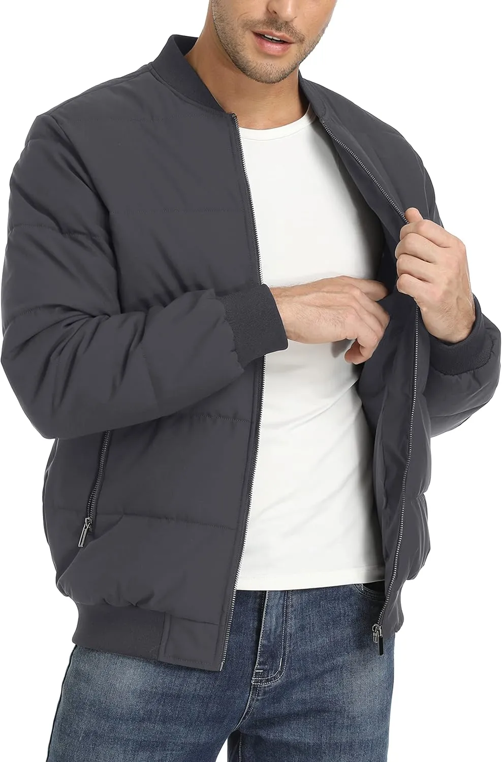 TACVASEN Puffer Jacket Men Quilted Mens Lightweight Jackets Water-Resistant Warm Padded Comfortable for Winter