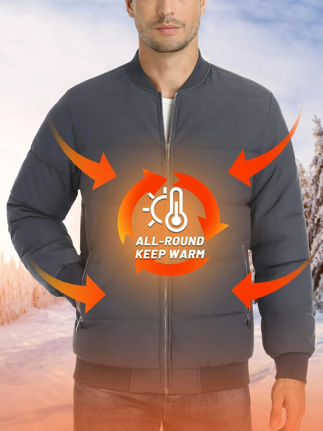 TACVASEN Puffer Jacket Men Quilted Mens Lightweight Jackets Water-Resistant Warm Padded Comfortable for Winter