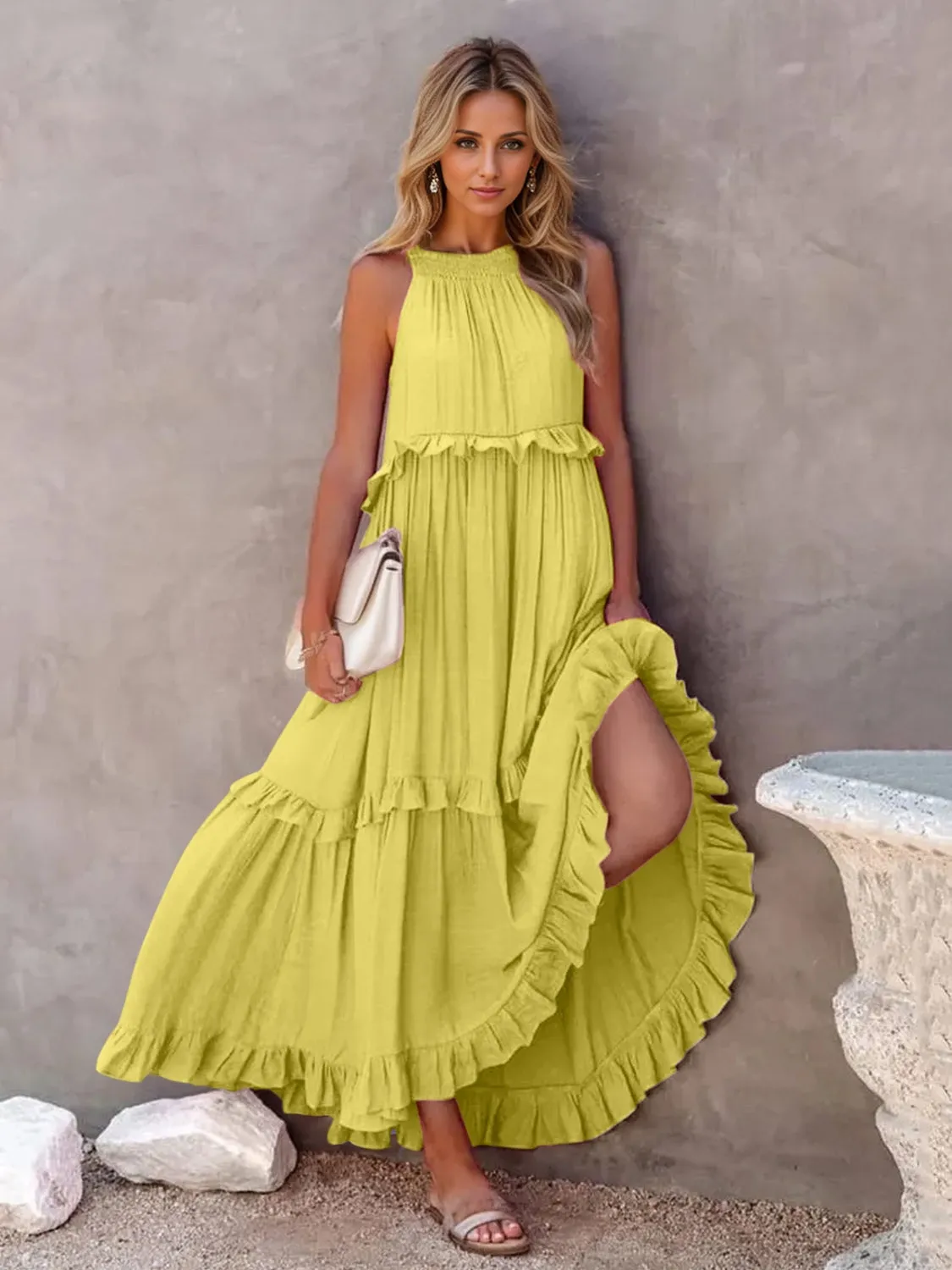 Take A Breath Tiered Maxi Dress with Pockets