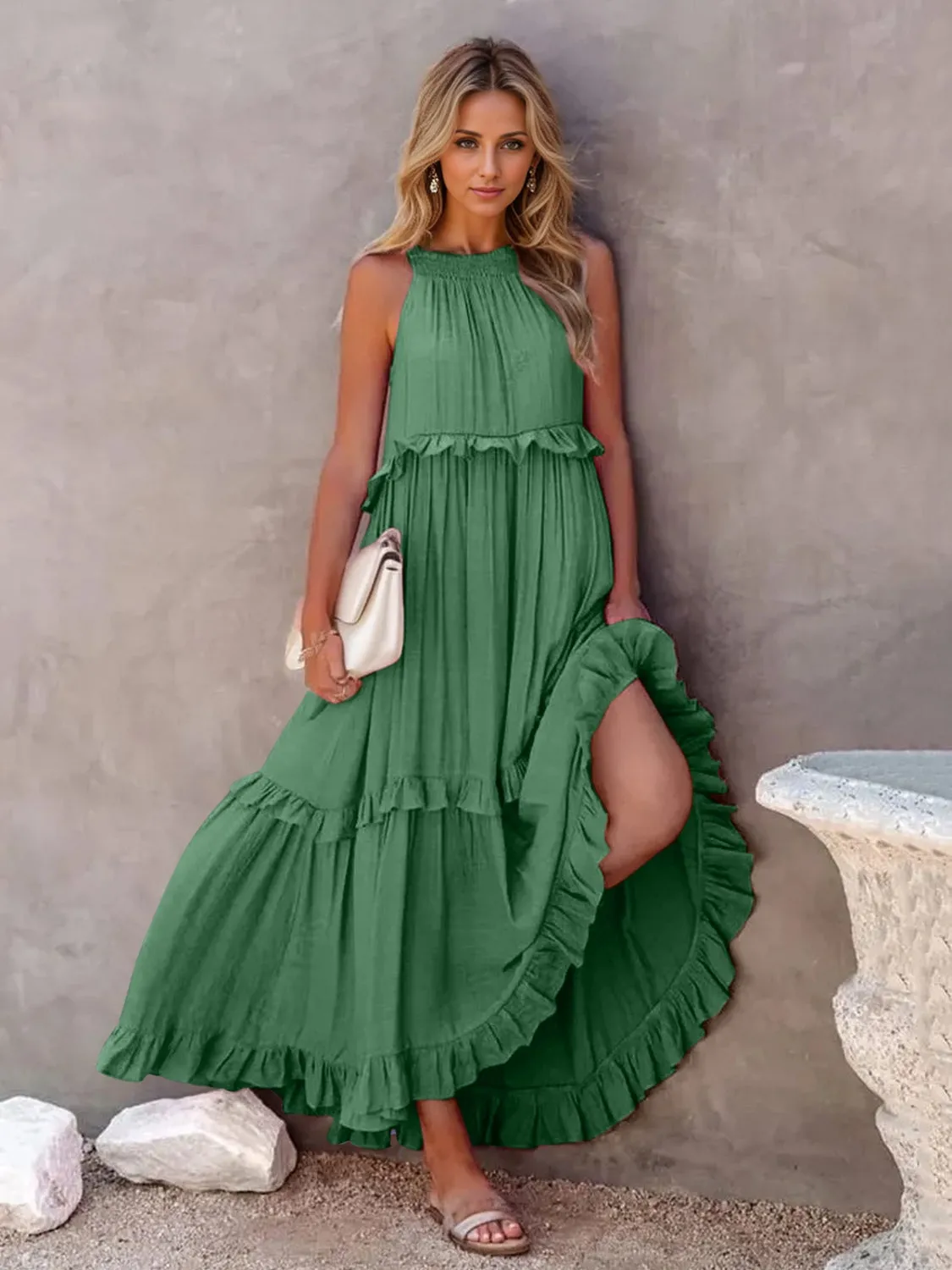 Take A Breath Tiered Maxi Dress with Pockets