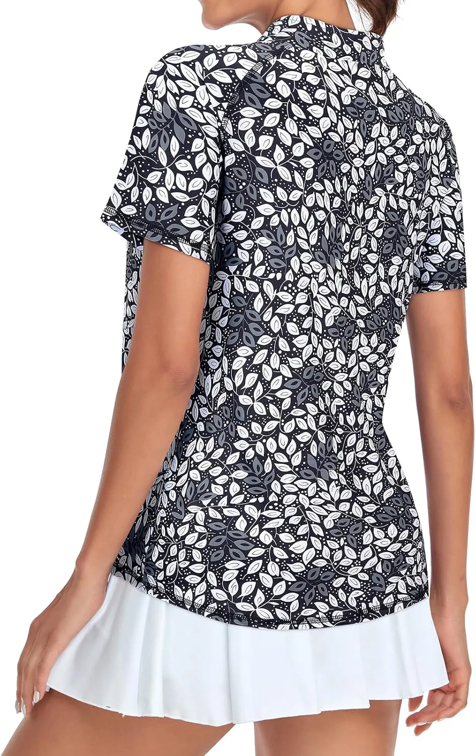 Tanst Sky Women's Golf Polo Shirts Zip Short Sleeve Collared Asymmetrical Hem Tops Moisture Wicking Workout Apparel