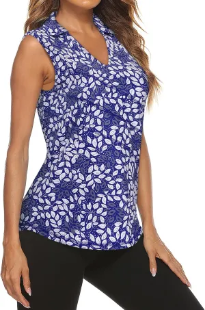 Tanst Sky Women's Sleeveless Golf Polo Shirts Quarter Zip Workout Tank Top Moisture Wicking Clothes