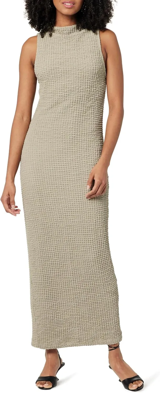 The Drop Women's Lena High Neck Textured Midi Dress