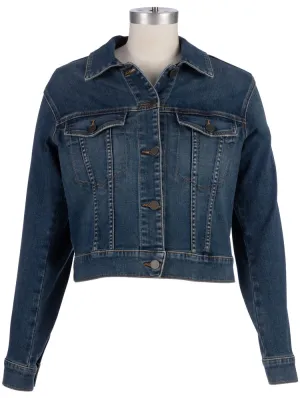 The Julia Drop Shoulder Cropped Denim Jacket - Main Wash