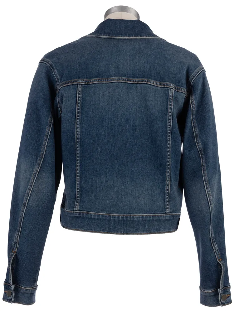 The Julia Drop Shoulder Cropped Denim Jacket - Main Wash