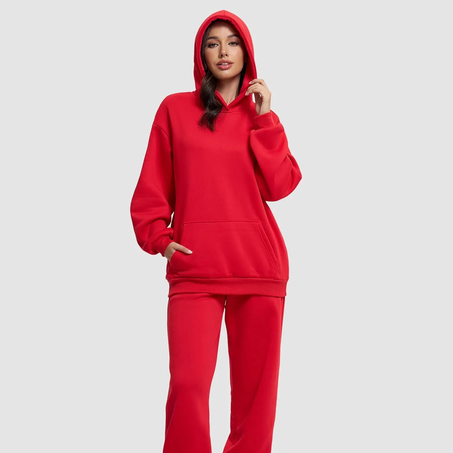 TICOSA Women's 2-Piece Lounge Set, Oversized Hoodie & Baggy Sweatpants with Pockets, Comfortable Casual Spring Fashion