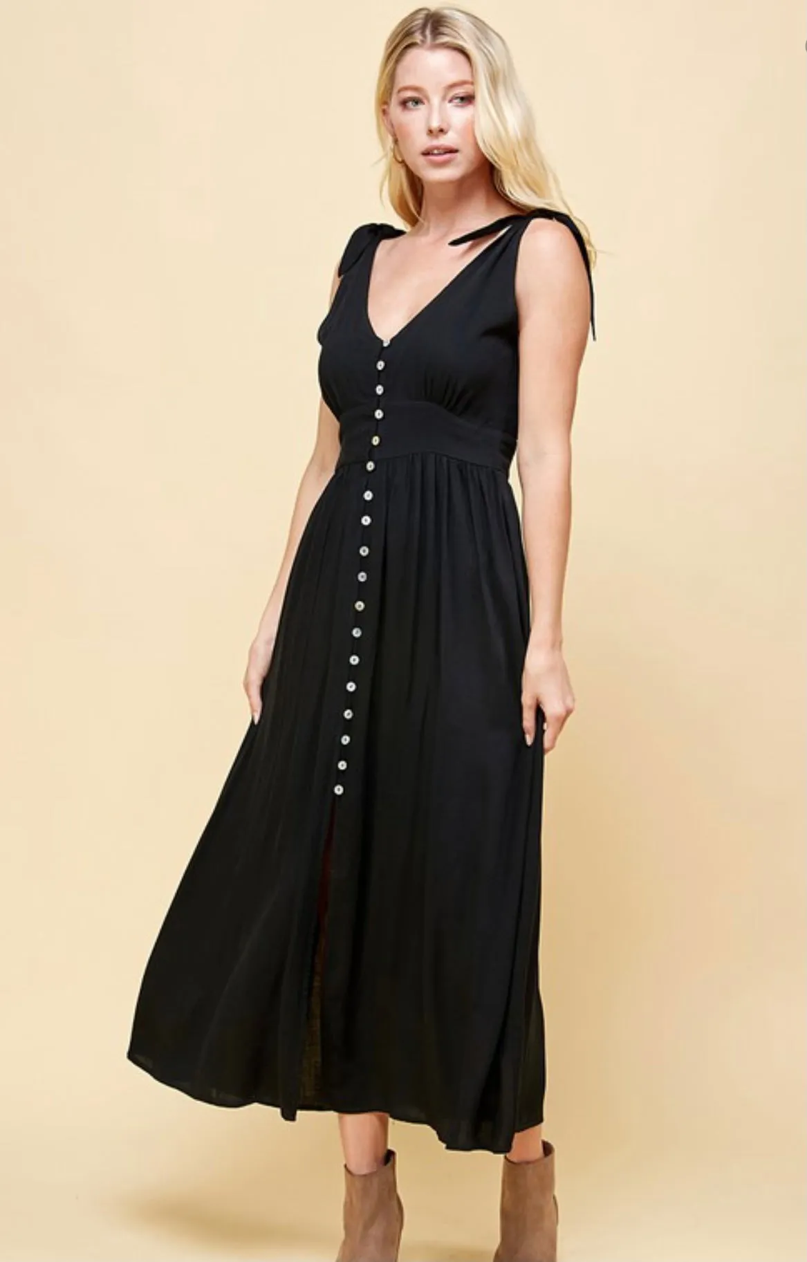 Tie Strap Button Down Maxi