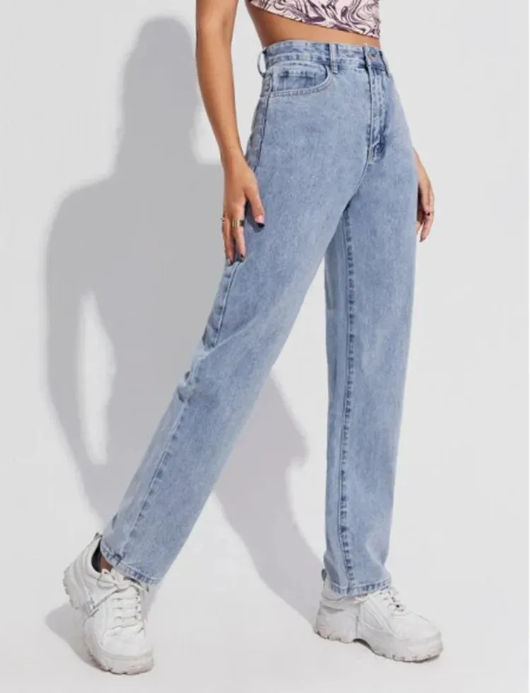 Timeless High-Waist Straight Leg Jeans for All Seasons