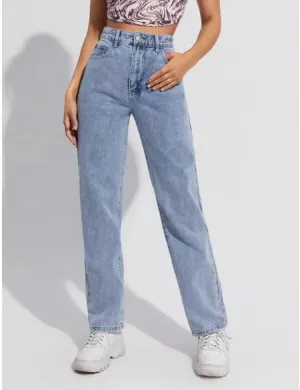 Timeless High-Waist Straight Leg Jeans for All Seasons