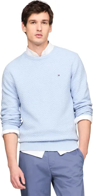 Tommy Hilfiger Men's Textured Waffle Knit Crewneck Sweater Lightweight Pullover, Available in Big & Tall