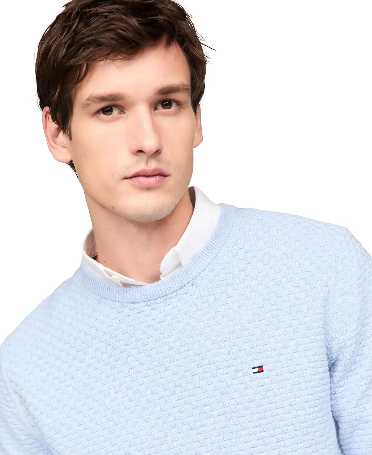 Tommy Hilfiger Men's Textured Waffle Knit Crewneck Sweater Lightweight Pullover, Available in Big & Tall