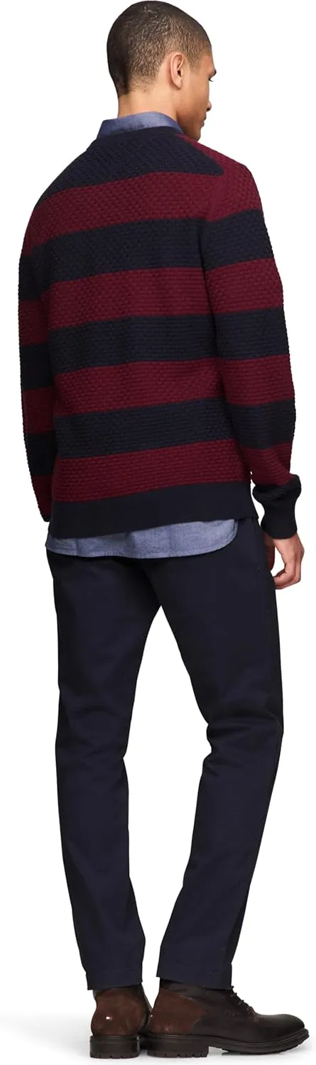 Tommy Hilfiger Men's Textured Waffle Knit Crewneck Sweater Lightweight Pullover, Available in Big & Tall