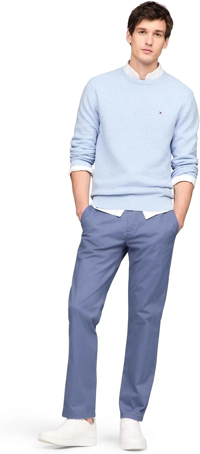 Tommy Hilfiger Men's Textured Waffle Knit Crewneck Sweater Lightweight Pullover, Available in Big & Tall