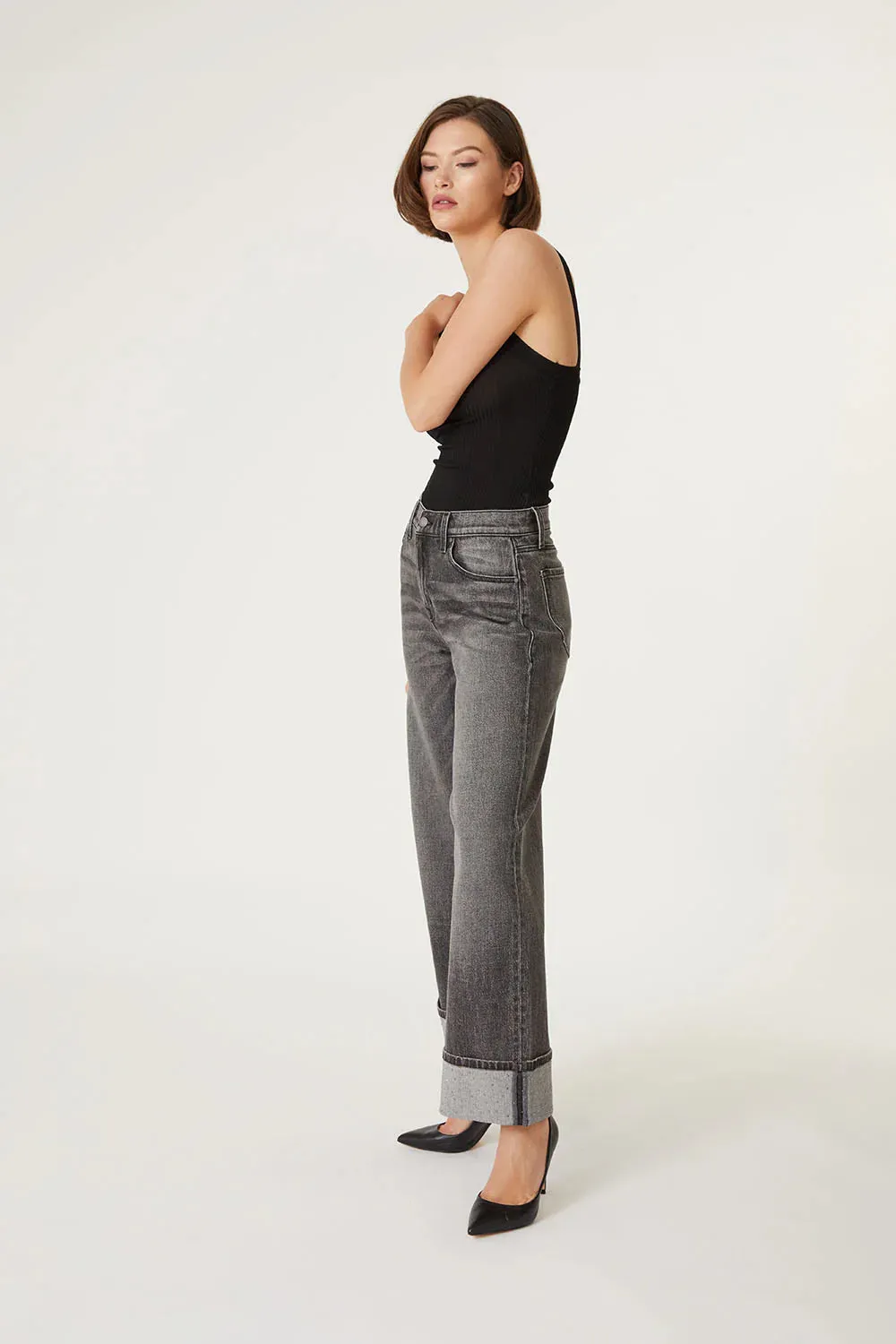 Tribeca Wide Cuff Jean - Black Diamond