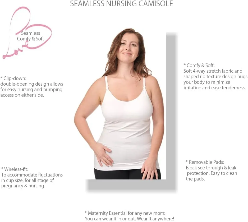 Under Control Nursing Cami Tank Tops for Breastfeeding Women Nursing Tops Maternity Shirts, Camisoles with Built in Bra 3Pack