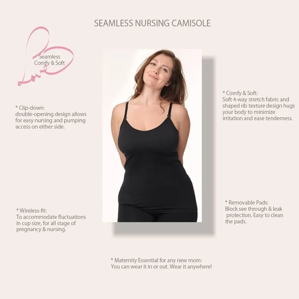 Under Control Nursing Cami Tank Tops for Breastfeeding Women Nursing Tops Maternity Shirts, Camisoles with Built in Bra 3Pack