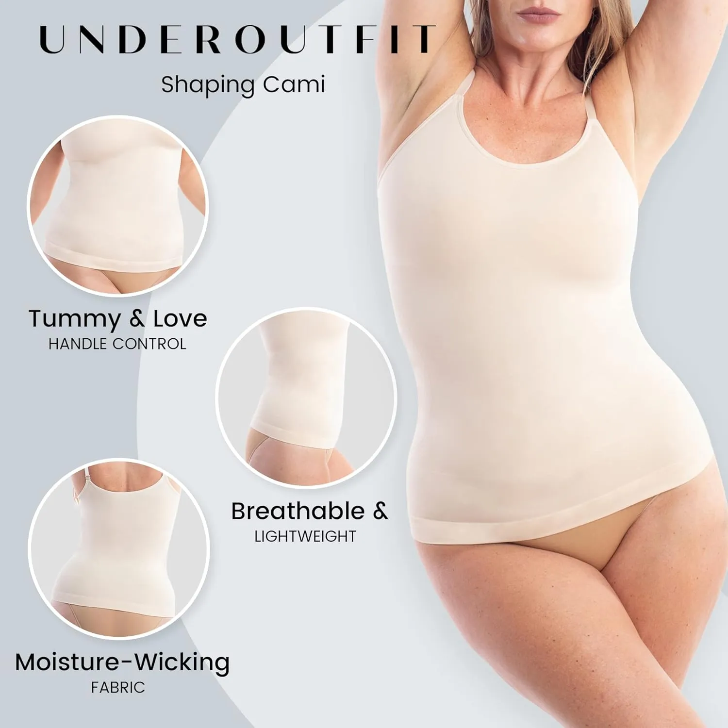 Underoutfit Shaper Cami for Women - Tummy Control with Slimming Compression