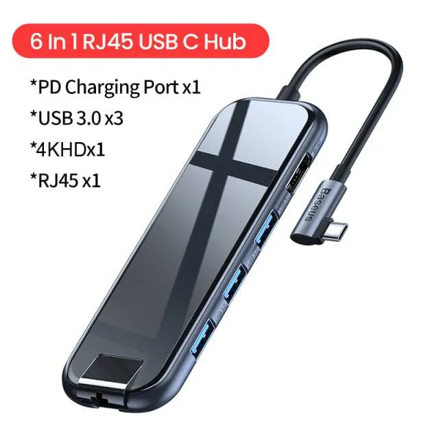 USB Type C HUB to HDMI-compatible Docking Station RJ45 Lan Multi USB PD 3.0 For MacBook Pro Air 4K USBC Splitter OTG HUB