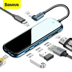 USB Type C HUB to HDMI-compatible Docking Station RJ45 Lan Multi USB PD 3.0 For MacBook Pro Air 4K USBC Splitter OTG HUB