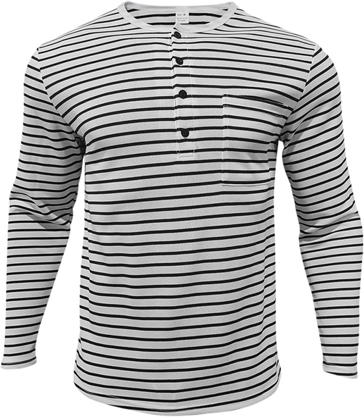 V Neck T Shirts Men Cotton Striped Slim Fit Henley Summer Deep Vneck Shirt Long Sleeve Workout Button Down Causal Top