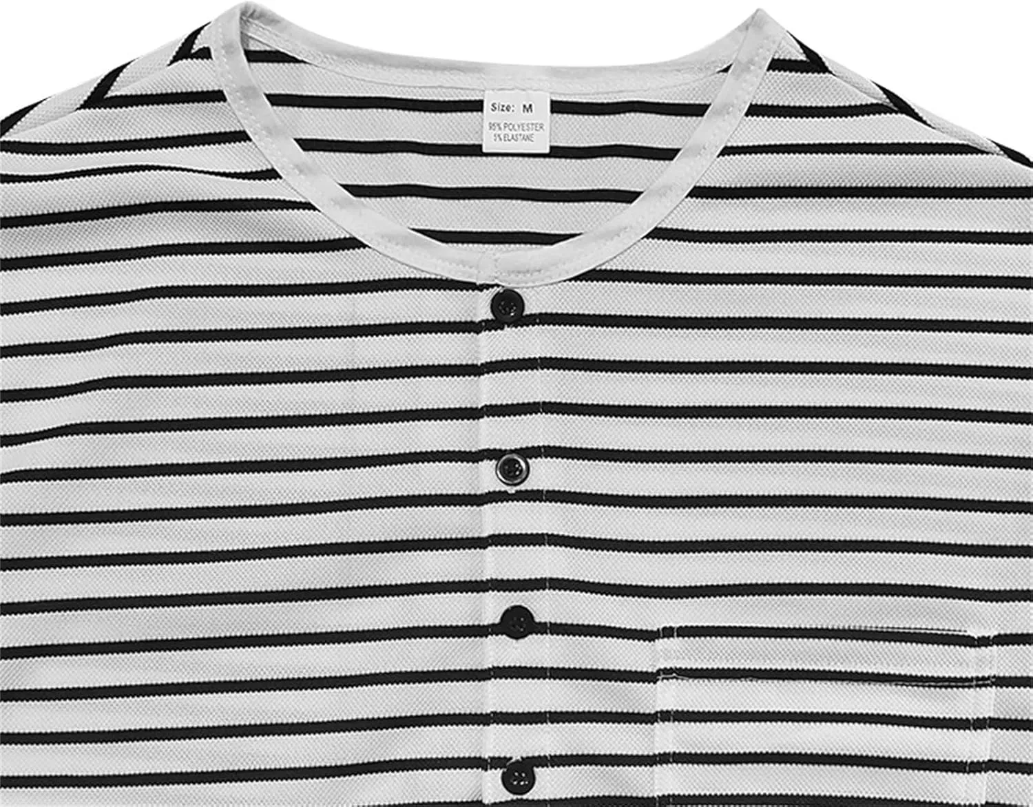 V Neck T Shirts Men Cotton Striped Slim Fit Henley Summer Deep Vneck Shirt Long Sleeve Workout Button Down Causal Top