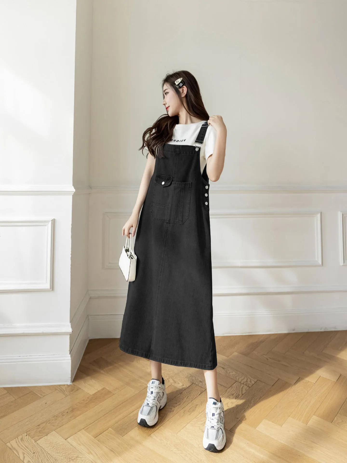 versatile denim suspender skirt