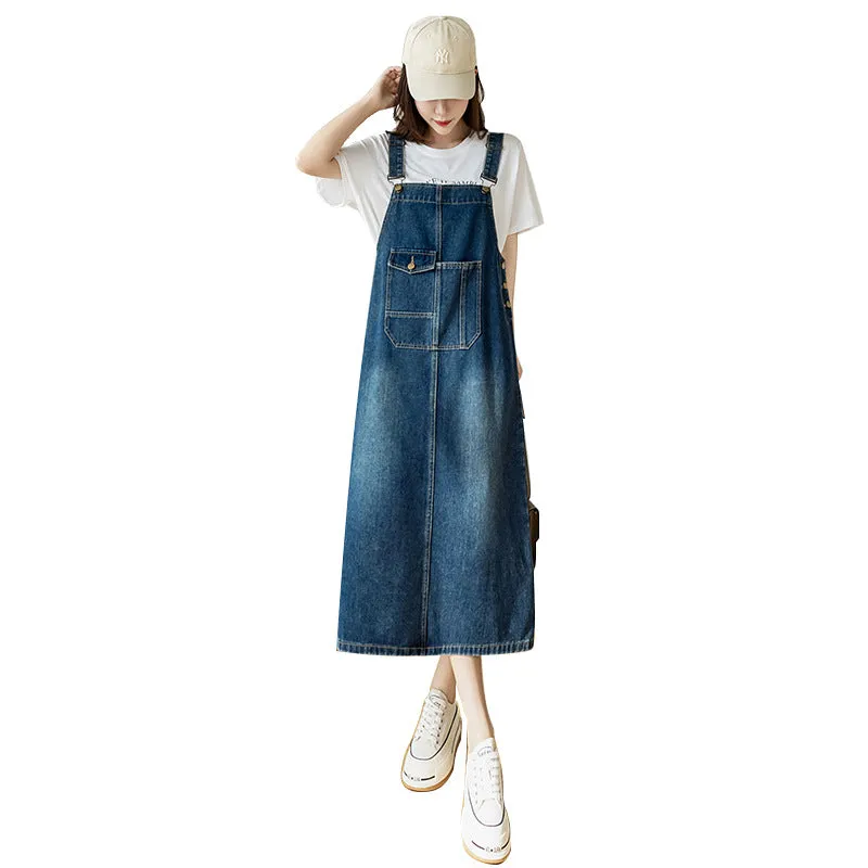 versatile denim suspender skirt