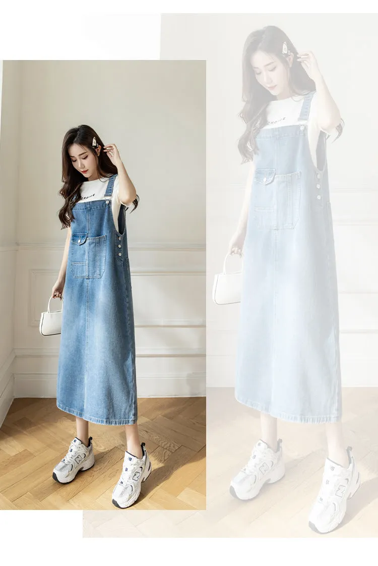 versatile denim suspender skirt