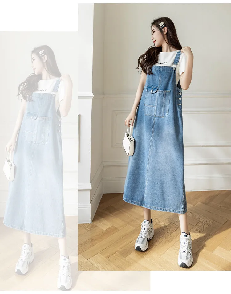 versatile denim suspender skirt