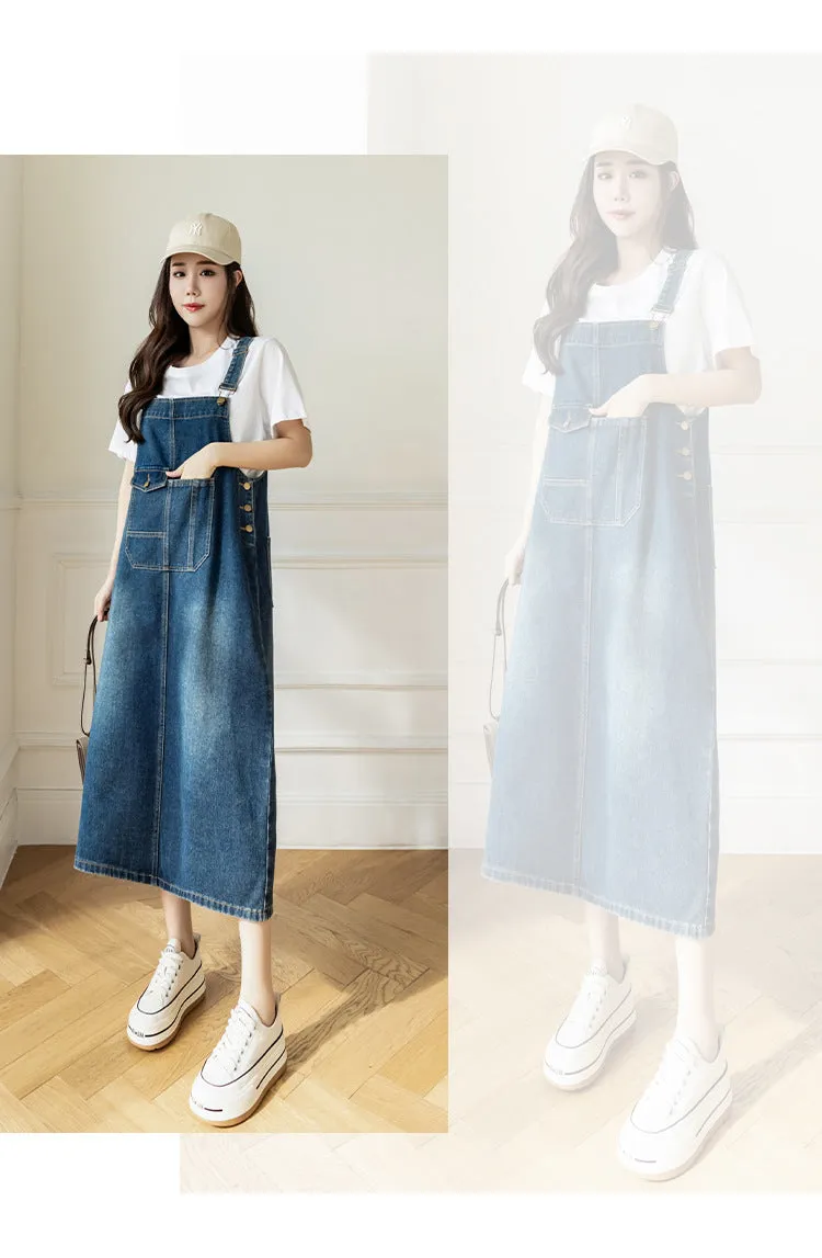 versatile denim suspender skirt