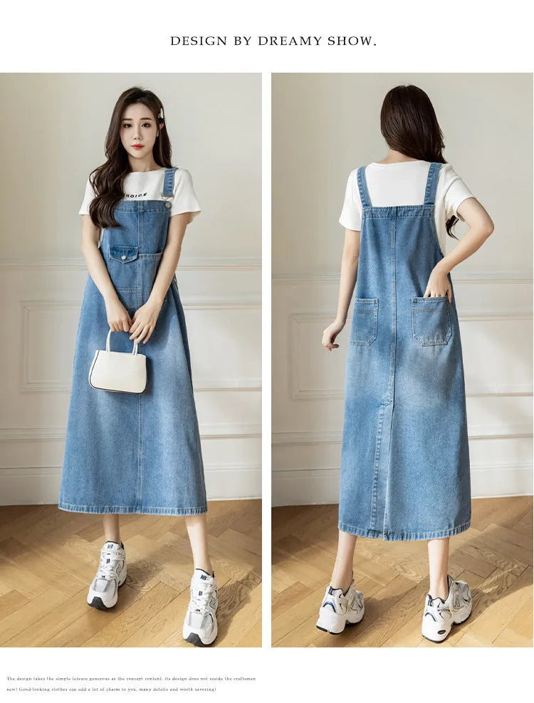 versatile denim suspender skirt