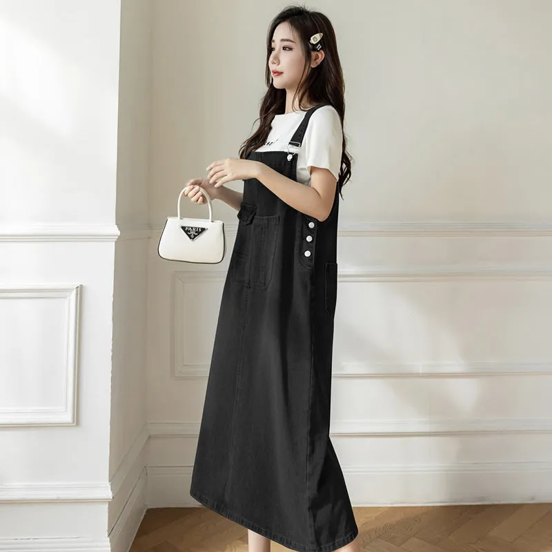 versatile denim suspender skirt