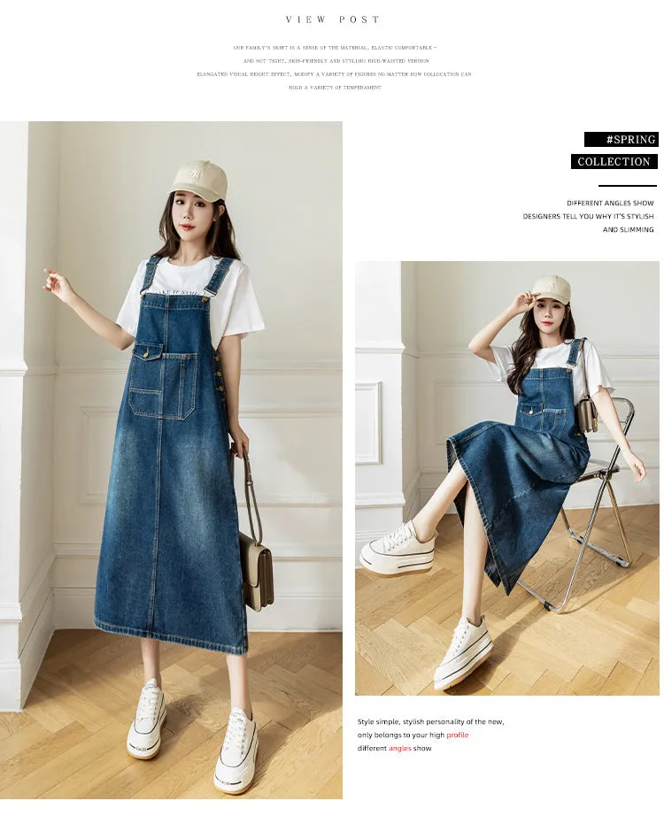 versatile denim suspender skirt